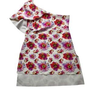 Chiara Boni Floral One Shoulder Dress Sz 46/ Large Evening Occasion Formal